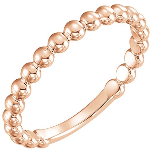 14K Rose 2.5 mm Stackable Beaded Ring