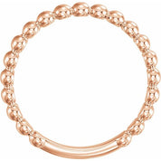 14K Rose 2.5 mm Stackable Beaded Ring