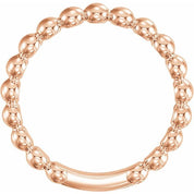 14K Rose 3 mm Stackable Beaded Ring