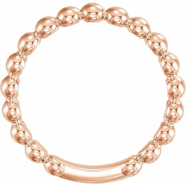 14K Rose 3 mm Stackable Beaded Ring