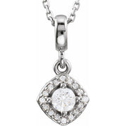 14K White 1/3 CTW Natural Diamond Halo-Style 18" Necklace