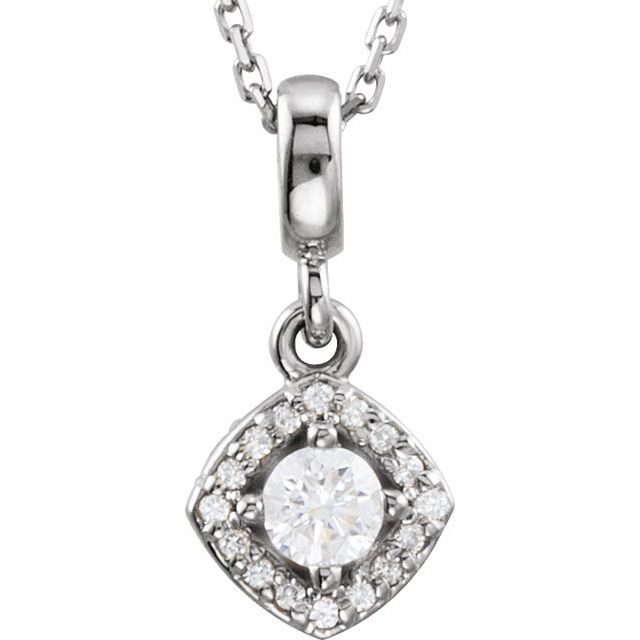 14K White 1/3 CTW Natural Diamond Halo-Style 18" Necklace