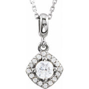14K White 1/5 CTW Natural Diamond Halo-Style 18" Necklace