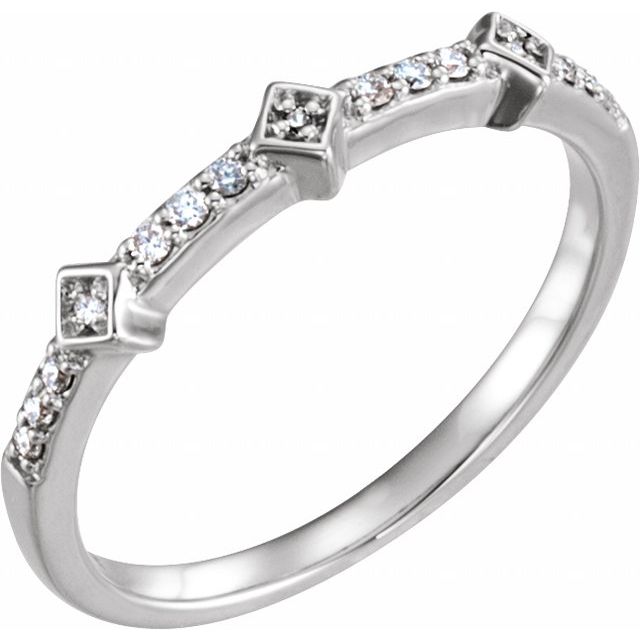 14K White 1/10 CTW Natural Diamond Stackable Ring