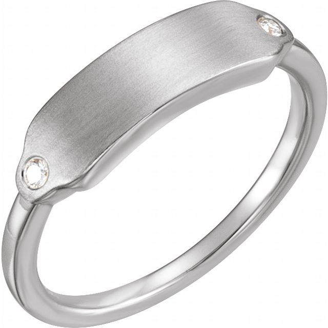 14K White Gold .03 CTW Natural Diamond Signet Ring - Elegant Design