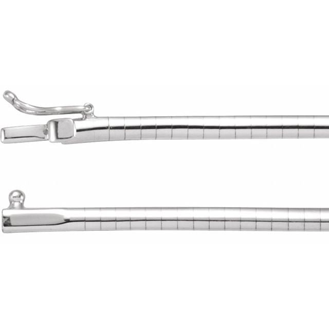 14K White Gold 3 mm Omega Chain - 16" - CH1025:1000:P