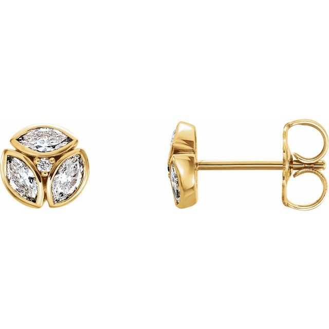 14K Yellow 1/2 CTW Natural Diamond Earrings - Elegant Marquise Design