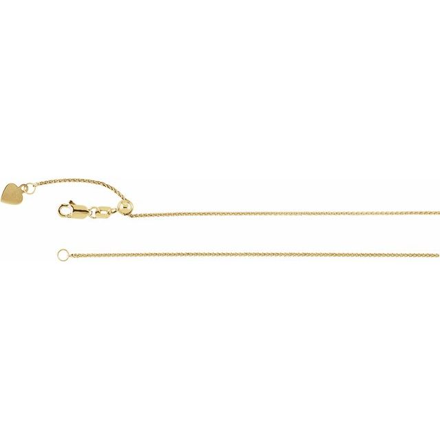 14K Yellow 1 mm Adjustable Wheat 16-22" Chain