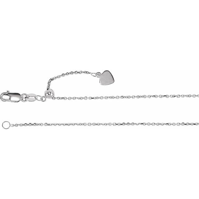 14K White 1 mm Adjustable Cable 16-22" Chain