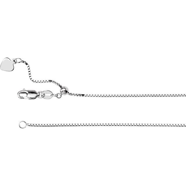 14K White .85 mm Adjustable Box 16-22" Chain
