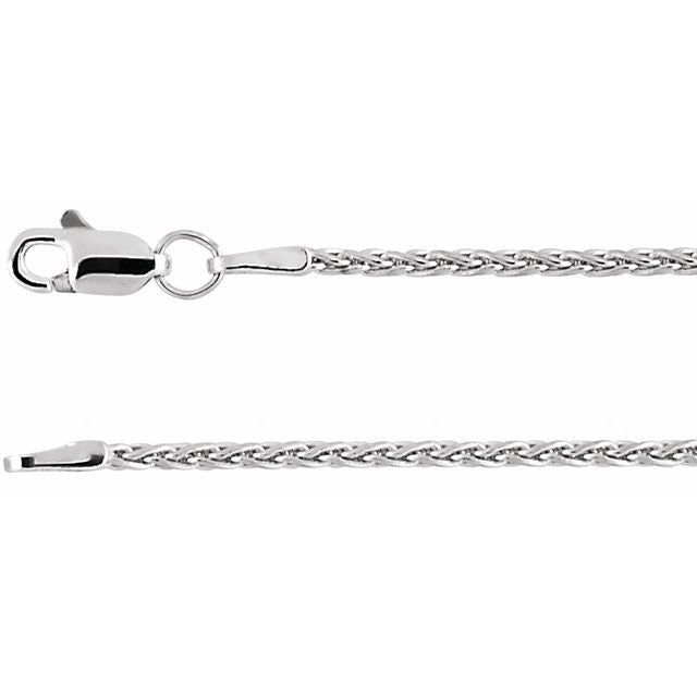14K White 1.5 mm Wheat 7" Chain