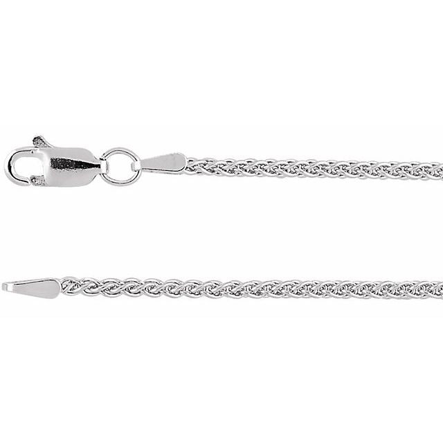 14K White 1.8 mm Wheat 16" Chain