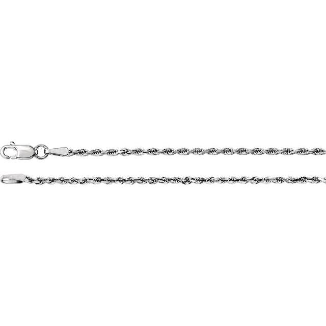 14K White  1.8 mm Diamond-Cut Rope 16" Chain