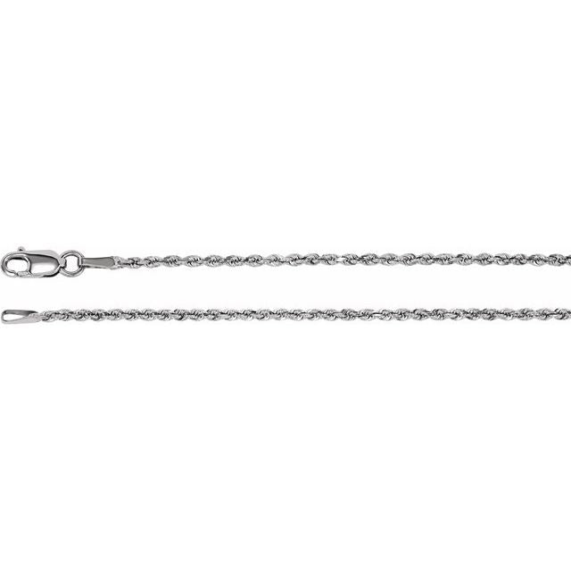 14K White 1.6 mm Diamond-Cut Rope 16" Chain