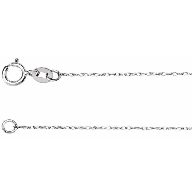 14K White .75 mm Rope 18" Chain