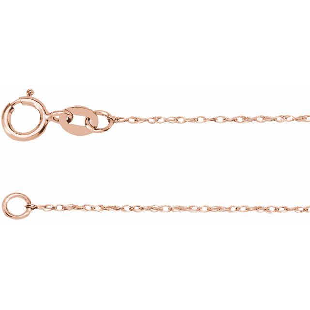 14K Rose .75 mm Rope 16" Chain