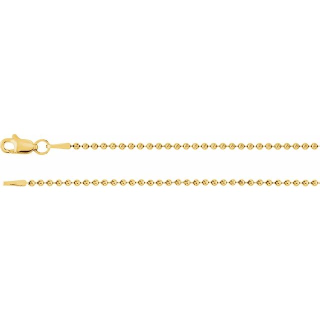 14K Yellow 1.5 mm Hollow Bead 20" Chain