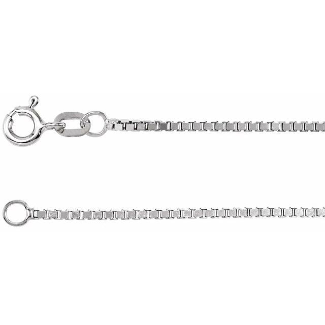 14K White Diamond-Cut Box Chain 16" - CH489