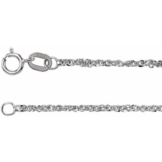 14K White 1.2 mm Diamond-Cut Singapore 16" Chain