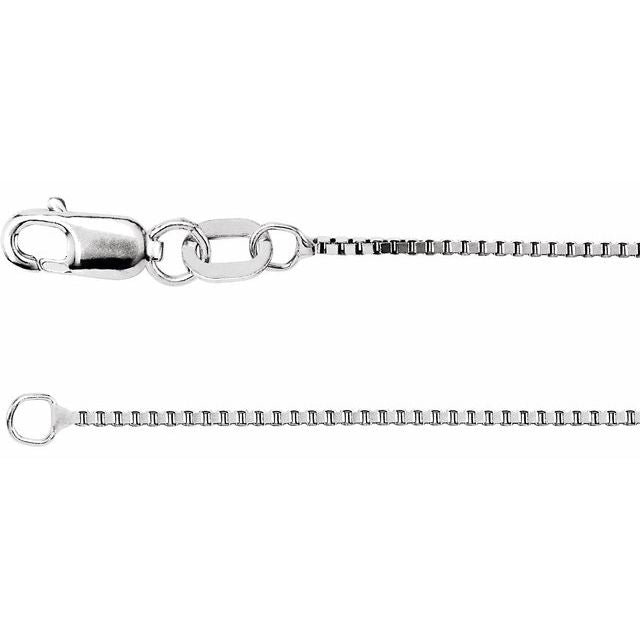 14K White .75 mm Box 24" Chain
