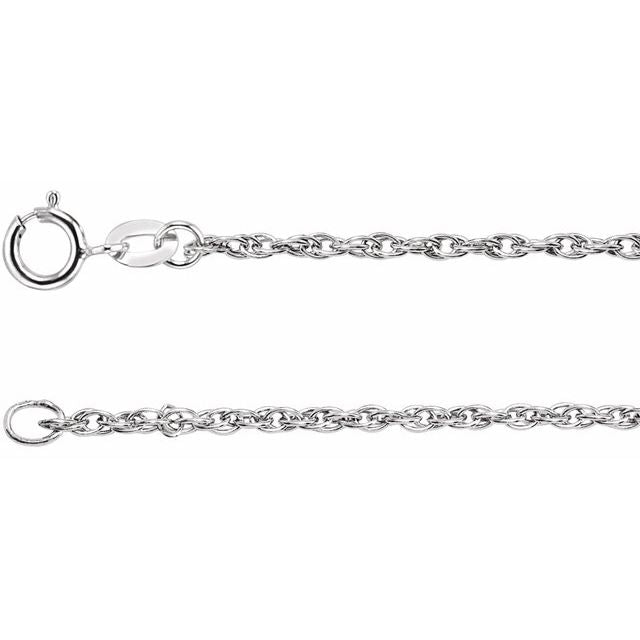 14K White 1.5 mm Rope 7" Chain