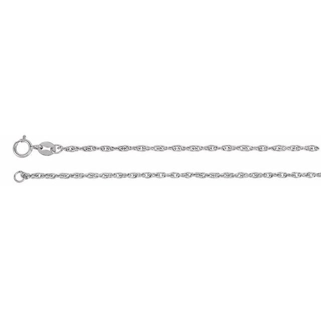 14K White 1.75 mm Rope 24" Chain