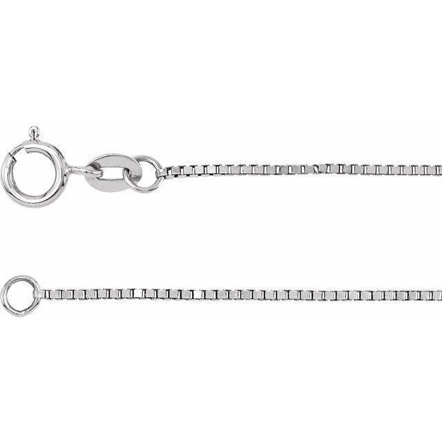 14K White Gold .75 mm Box Chain 20" - CH80:106094:P