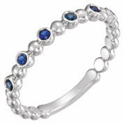 Platinum Natural Blue Sapphire Stackable Ring