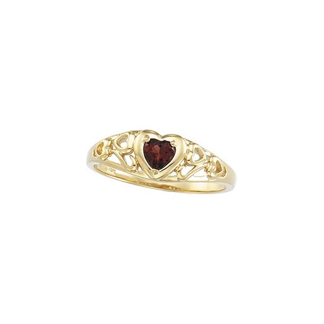 14K Yellow Natural Mozambique Garnet Heart Ring - 61930:252591:P