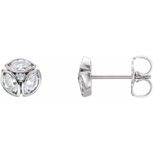 14K White 1/2 CTW Natural Diamond Earrings - Elegant Marquise Design