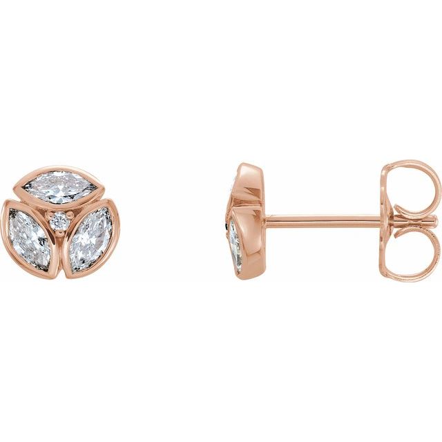 14K Rose 1/2 CTW Natural Diamond Earrings - Elegant Marquise Design