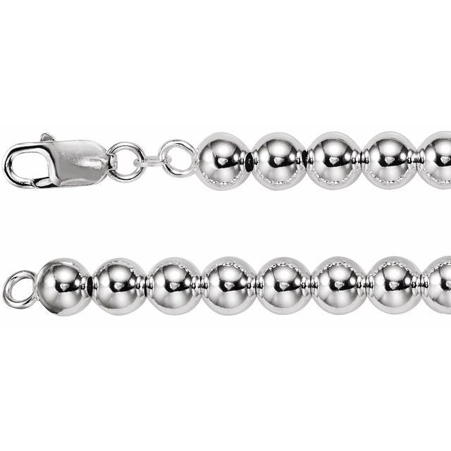 Sterling Silver 8 mm Bead Chain 7" - CH290