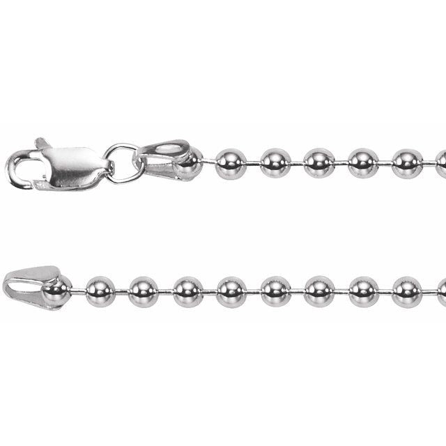 Sterling Silver 3 mm Hollow Bead 16" Chain