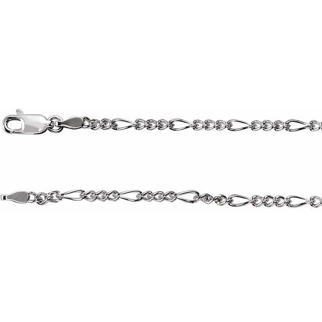 Sterling Silver 2.5 mm Figaro 16" Chain