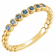 14K Yellow Natural Aquamarine Stackable Ring