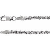 14K White 3 mm Rope 18" Chain