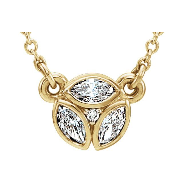 14K Yellow Gold 1/5 CTW Natural Diamond Necklace - Elegant Marquise Design