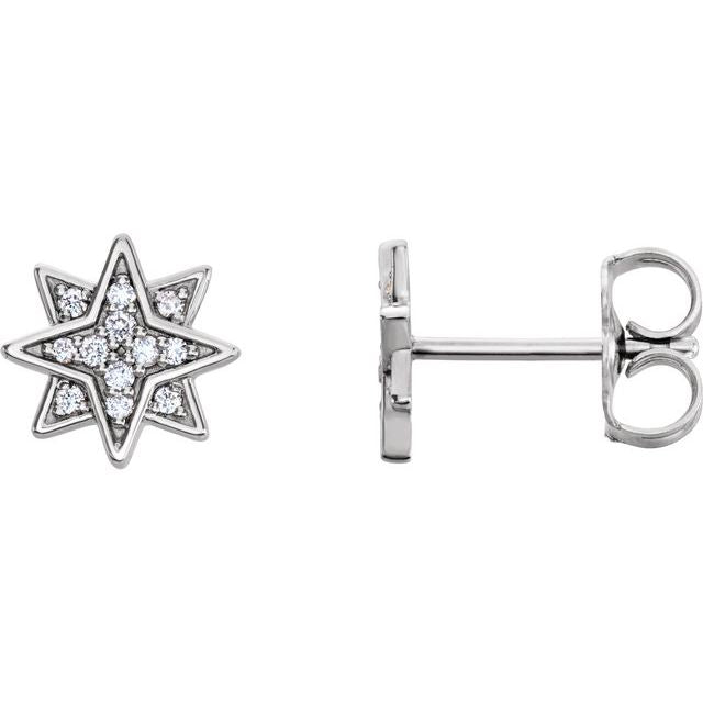 14K White .08 CTW Natural Diamond Star Earrings - Perfect for Any Occasion