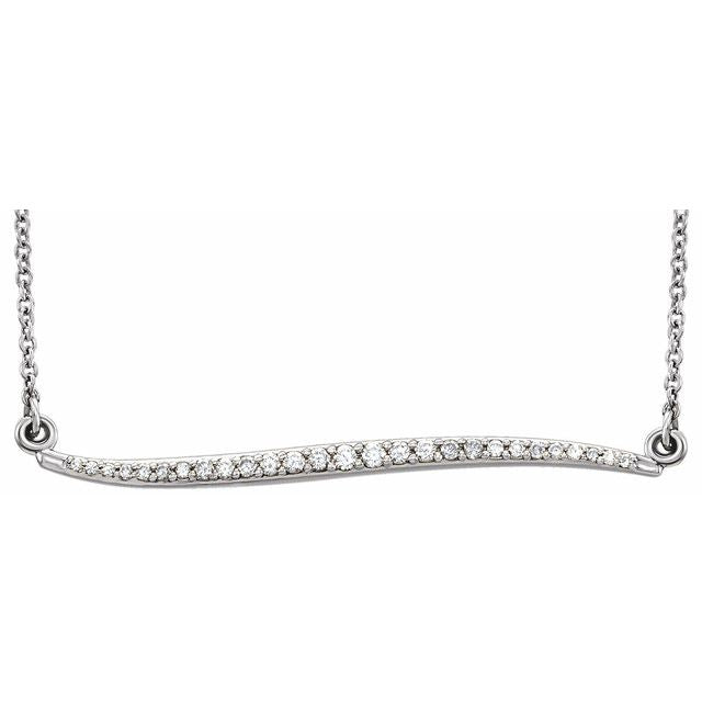 14K White 1/6 CTW Natural Diamond Bar 17.5" Necklace
