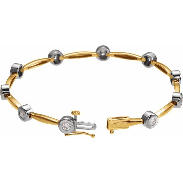 14K Yellow/White 1 CTW Natural Diamond Line 7 1/2" Bracelet