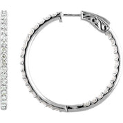 14K White 5 CTW Lab-Grown Diamond Inside-Outside 41.5 mm Hinged Hoop Earrings