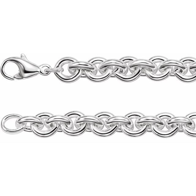 Sterling Silver 9 mm Round Cable 17" Chain