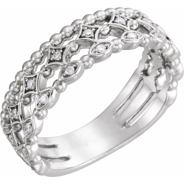 Sterling Silver 1/8 CTW Natural Diamond Stackable Ring