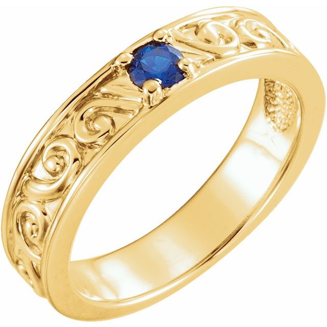 14K Yellow Natural White Sapphire Family Stackable Ring