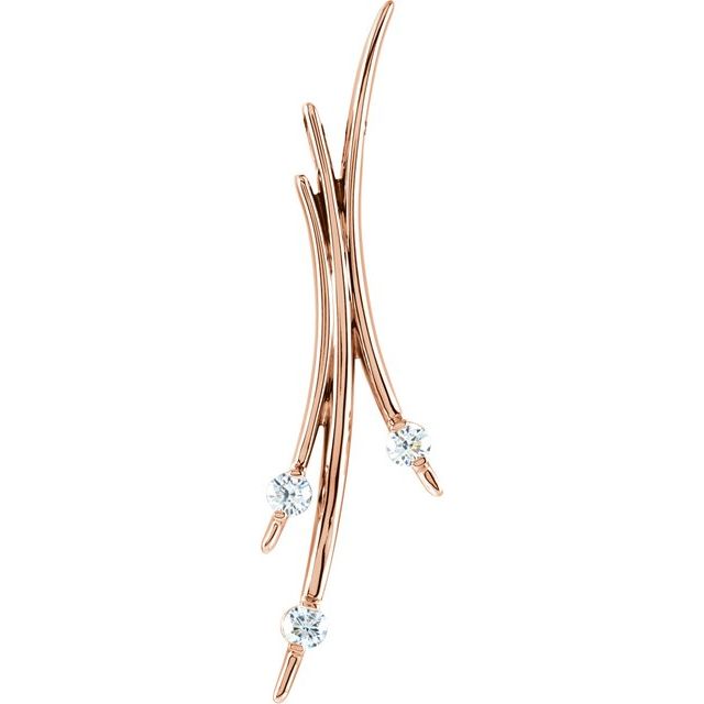 14K Rose 3/8 CTW Natural Diamond Three-Stone Pendant