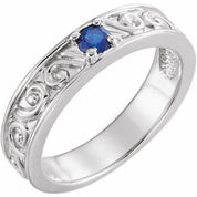 Sterling Silver Natural Blue Sapphire Family Stackable Ring