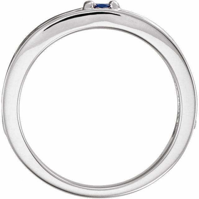 Sterling Silver Natural Blue Sapphire Family Stackable Ring