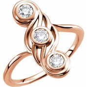 14K Rose 1/2 CTW Natural Diamond Three-Stone Ring