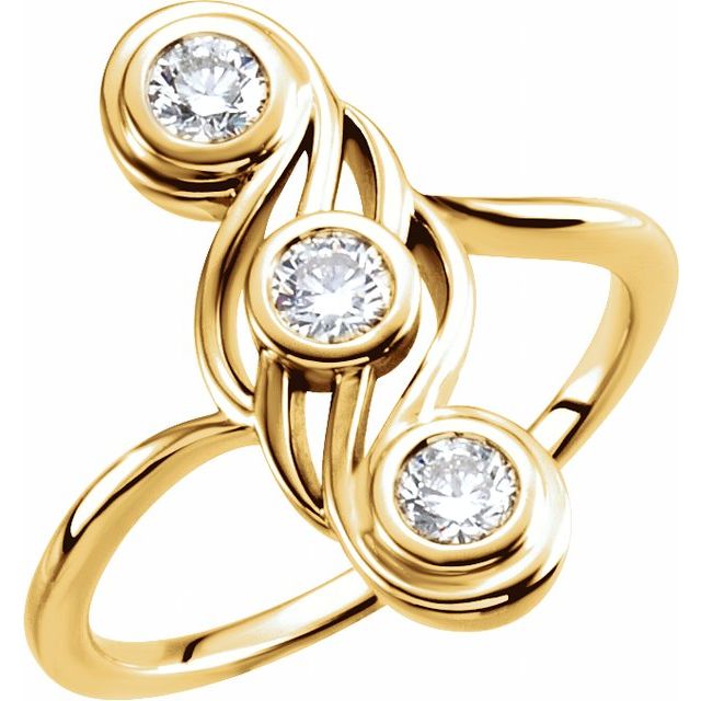 14K Yellow Gold 1/2 CTW Natural Diamond Three-Stone Ring - Elegant Jewelry from Brand