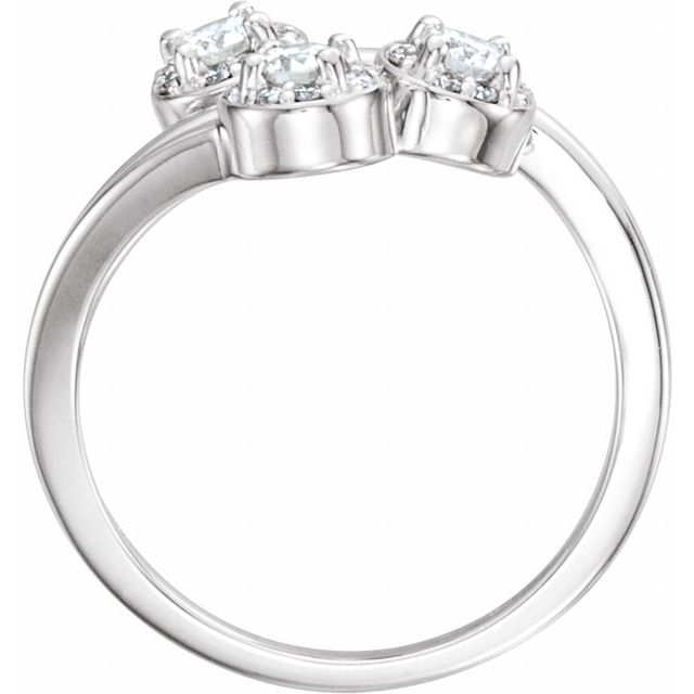 14K White 3/8 CTW Natural Diamond Three-Stone Ring